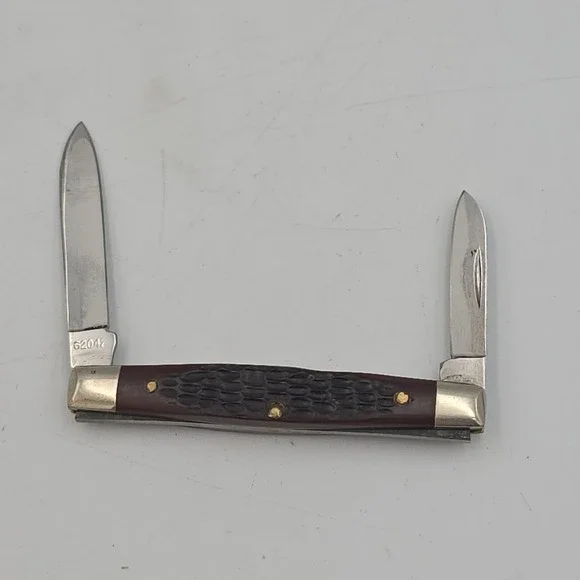 Vintage Case XX 62042 Pen Knife Jigged Delrin Handle 2 Blade Knife 4 Dot